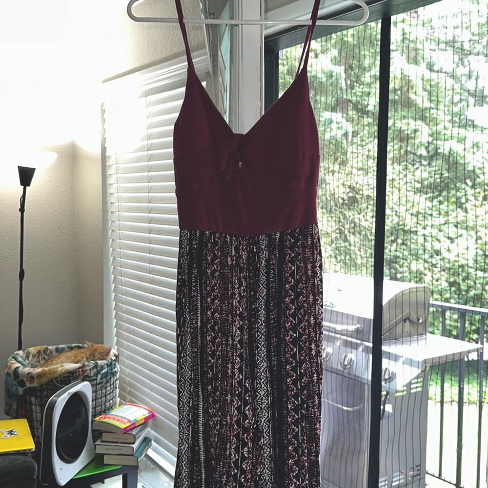 Maroon patterned jump suit